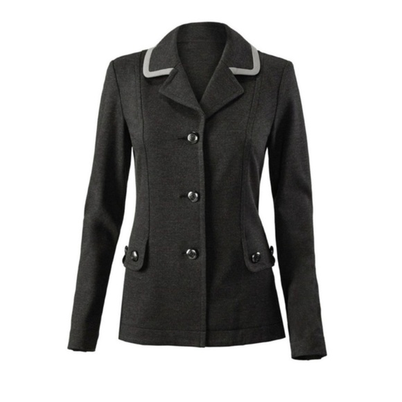 CAbi Crew Ponte Knit Blazer in Charcoal Gray - Picture 2 of 8